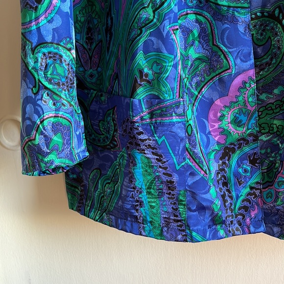 Vintage royal blue, purple and green patterned blazer - Picture 3 of 5